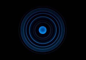 Blue concentric circles symbolizing how to find your center and energetic alignment