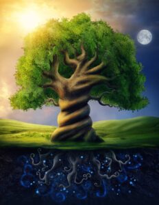 Tree symbolizing shamanism path to purpose and deep spiritual connection