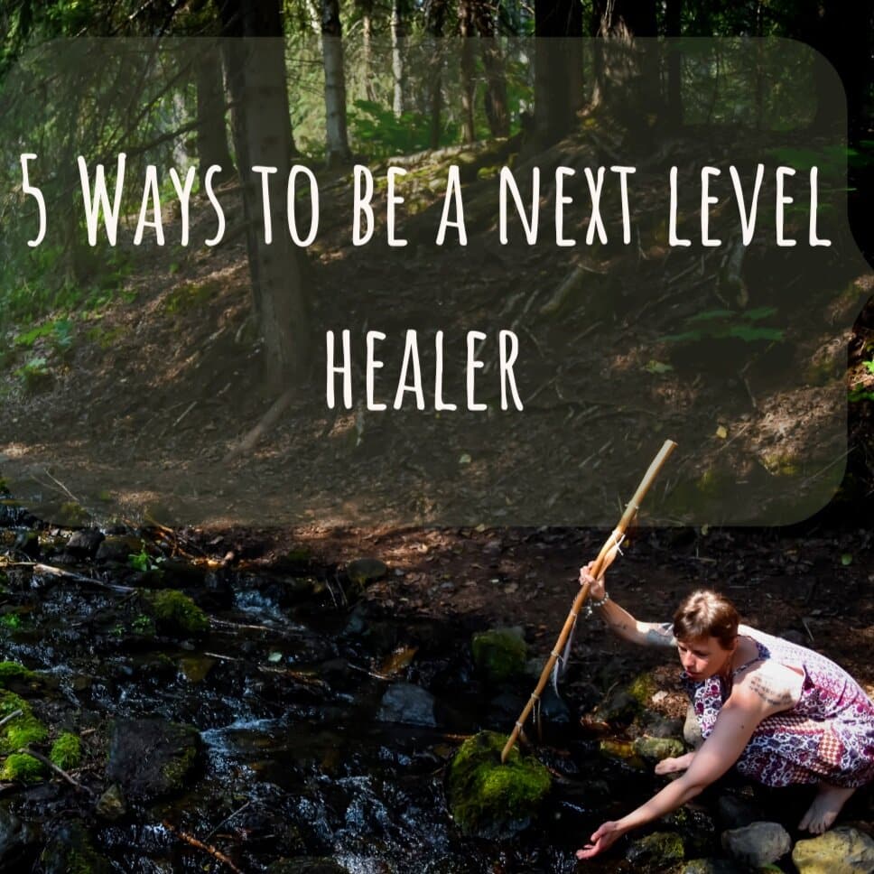 Next level healer practicing intuitive healing and connecting with nature
