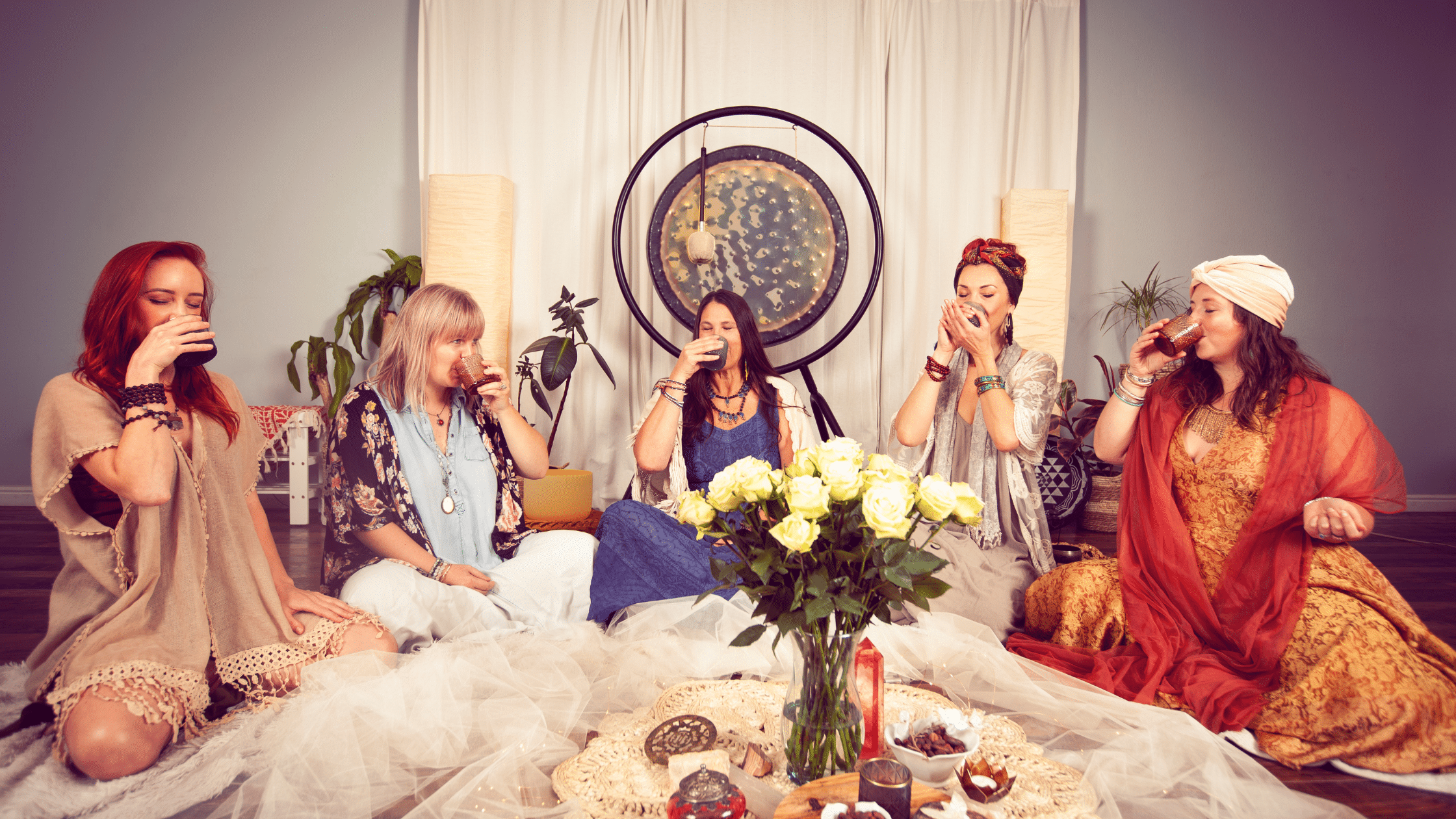 Group participating in a plant medicine ceremony representing somatic healing, spiritual entrepreneurship, and collective transformation