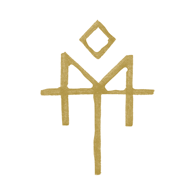 Sacred symbol with central line and diamond representing connection, clarity, and grounded spiritual alignment