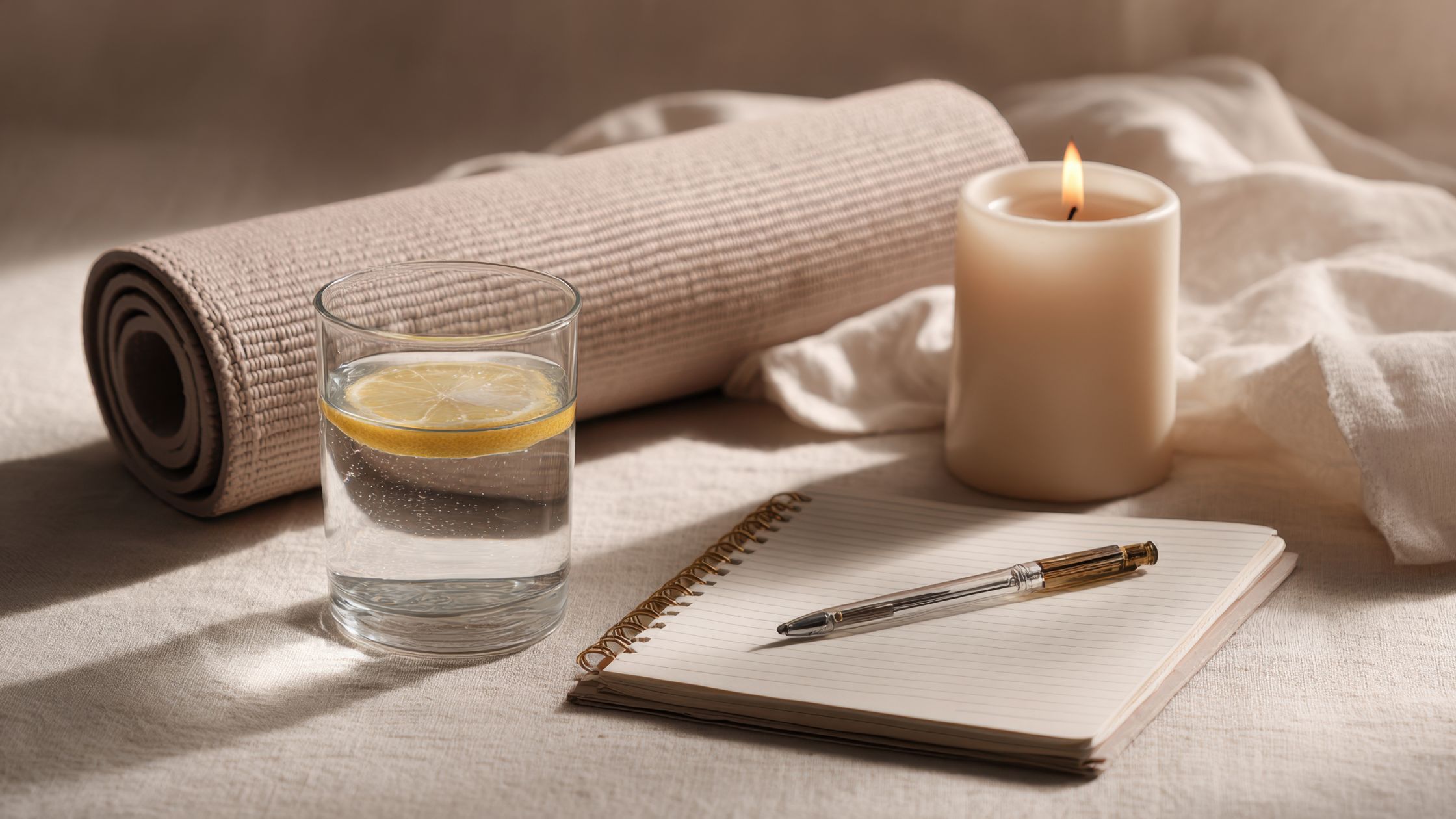 Journal and candle representing how to start a spiritual practice rooted in alignment and intuition