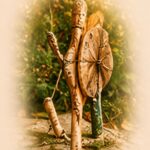 Shamanic drum, ceremonial staff, and sacred ritual tools used for spiritual healing and shamanic journeying.